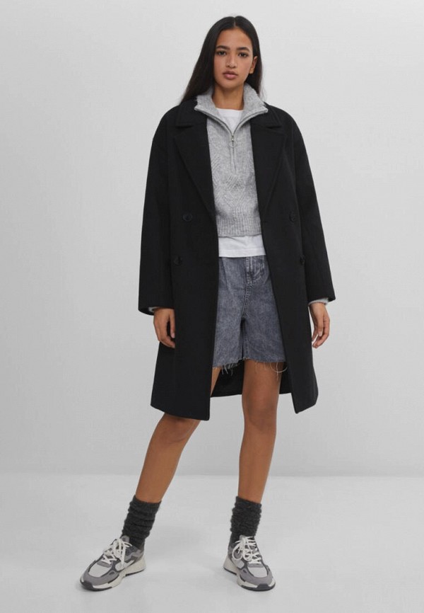 Пальто Bershka, цвет: черный, IX001XW00SDY — купить в интернет-магазине  Lamoda