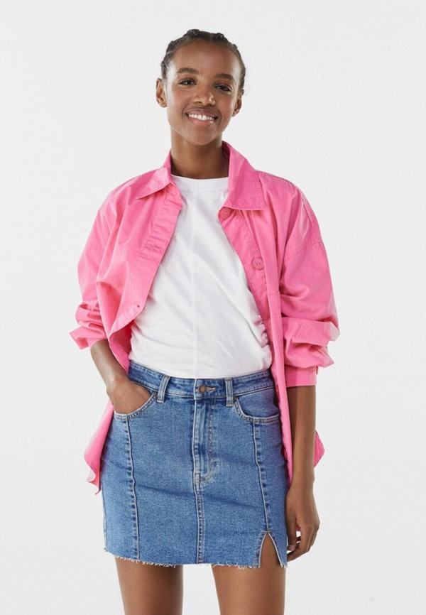 Pink denim skirt bershka sale