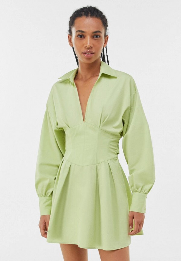 Платье Bershka, цвет: зеленый, IX001XW00XYM — купить в интернет-магазине  Lamoda