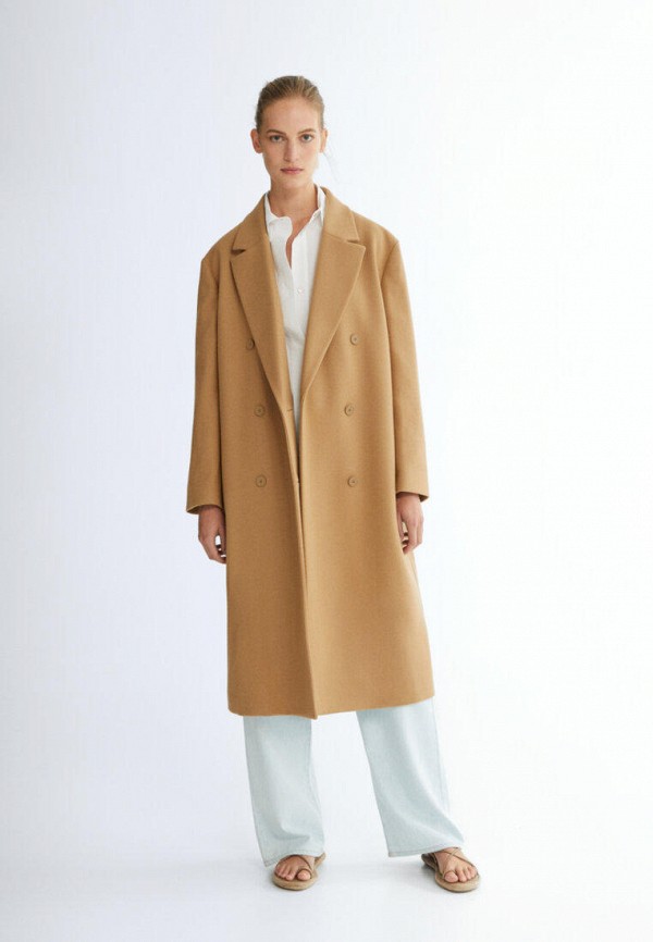 Пальто Massimo Dutti, цвет: коричневый, IX001XW01228 — купить в  интернет-магазине Lamoda