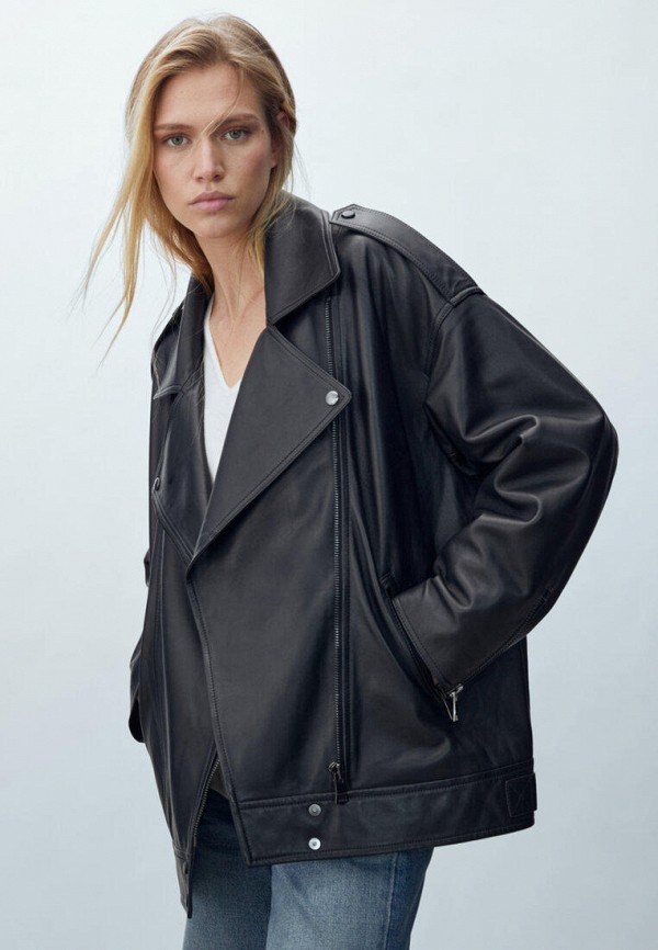 Куртка кожаная Massimo Dutti, цвет: черный, IX001XW0142M — купить в  интернет-магазине Lamoda