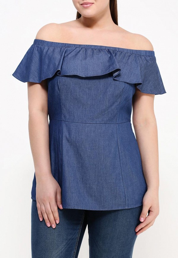Just Joan Блуза - RUFFLE BARDOT TOP IN DENIM - фото 3