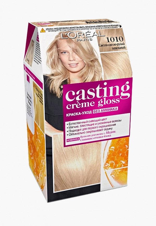 Краска для волос L'Oreal Paris "Casting Creme Gloss" без аммиака, оттенок  1010, Светло-светло-русый пепельный, цвет: , LO006LWIIW94 — купить в  интернет-магазине Lamoda