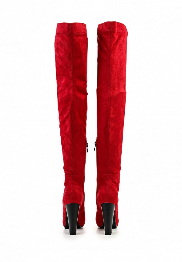 Lost Ink Ботфорты - HEELED PULL ON VELVET OTK BOOT RED - фото 3