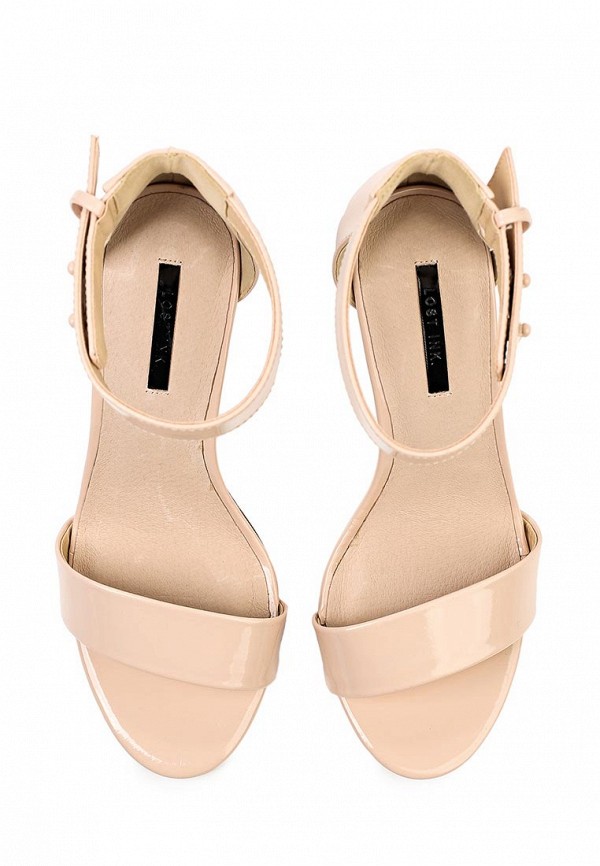 Lost Ink Босоножки - ROLO MID HEEL MINIMAL SANDAL - NUDE - фото 4