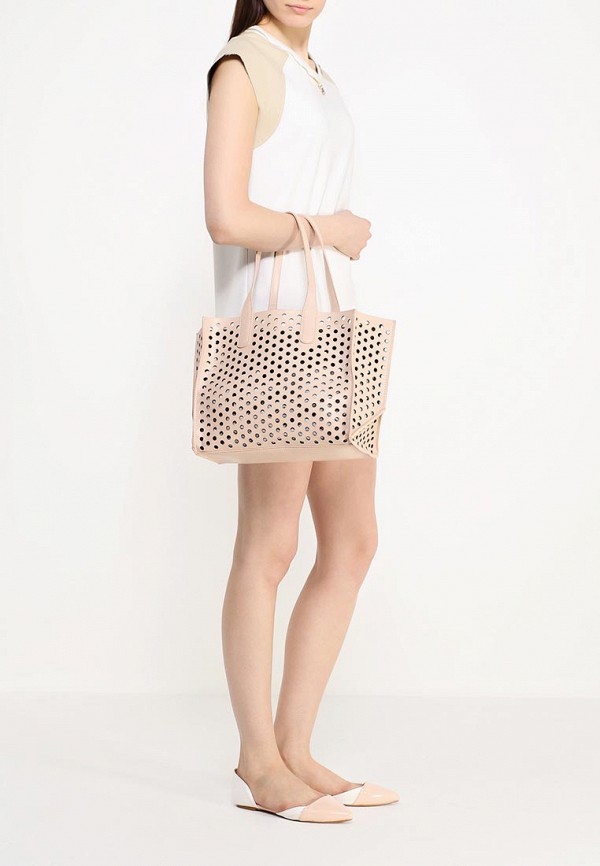 Lost Ink Сумка - HIVA PERFORATED SHOPPER NUDE & BLACK - фото 5