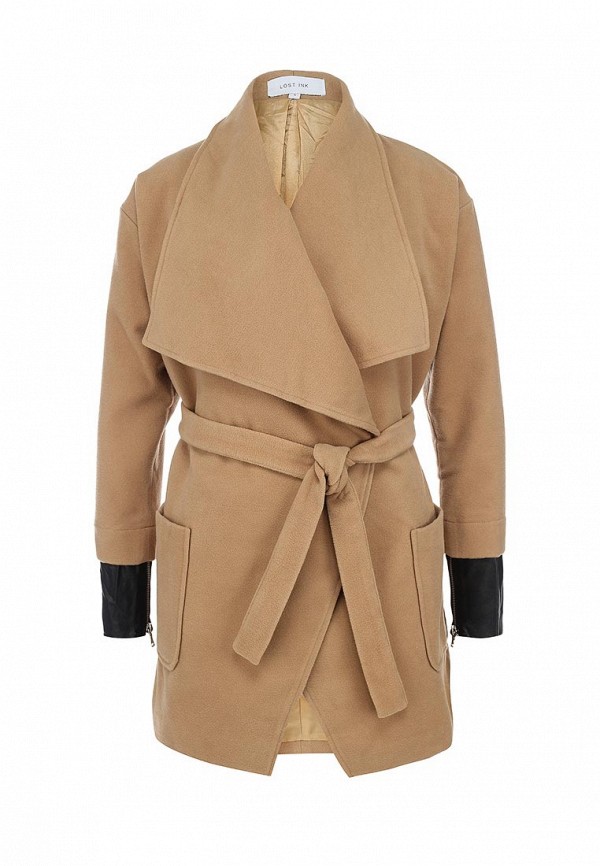 Lost Ink Пальто - PU SLEEVE WOOL WRAP - фото 1