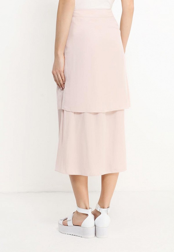 Lost Ink Юбка - HAMMERED SATIN BUTTON SIDE LAYERED MIDI - фото 4