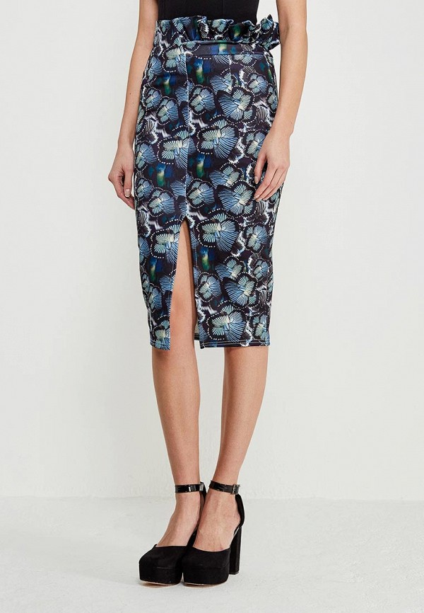 Lost Ink Юбка - BUTTERFLY PRINT RUFFLE PENCIL SKIRT - фото 1
