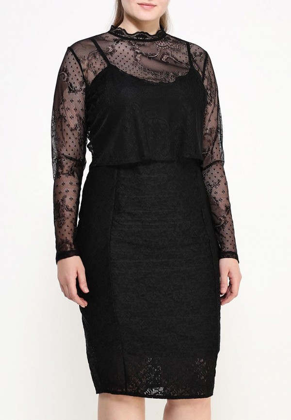 Lost Ink Curve Платье - DOUBLE LAYER LACE BODYCON DRESS - фото 3