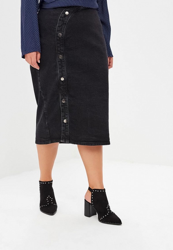 Lost Ink Plus Юбка джинсовая - DENIM PENCIL SKIRT WITH CURVED SEAM - фото 1