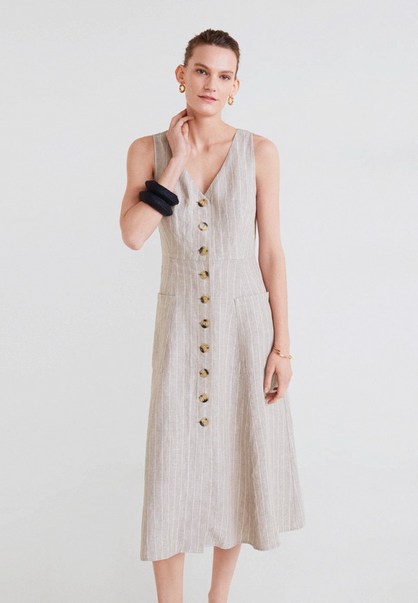 Платье Mango DONA, цвет бежевый, MA002EWFHPC1 — купить в интернетмагазине Lamoda