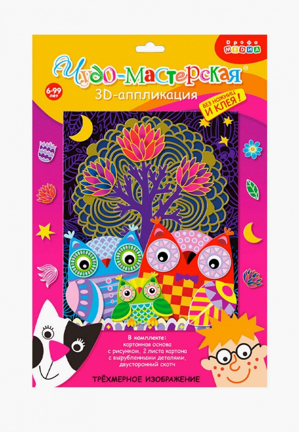 Дрофа-Медиа Набор для творчества - 3D-аппликация: Совы в лесу; Котобус; Кот на крыше - фото 3