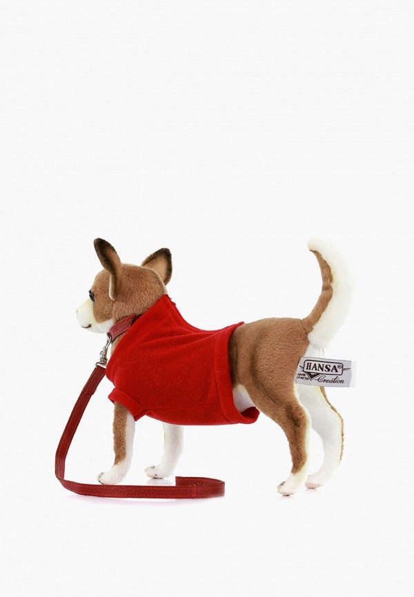 Игрушка мягкая Hansa реалистичная Собака чихуахуа, в красной футболке, 24  см, цвет: коричневый, MP002XC01GVN — купить в интернет-магазине Lamoda