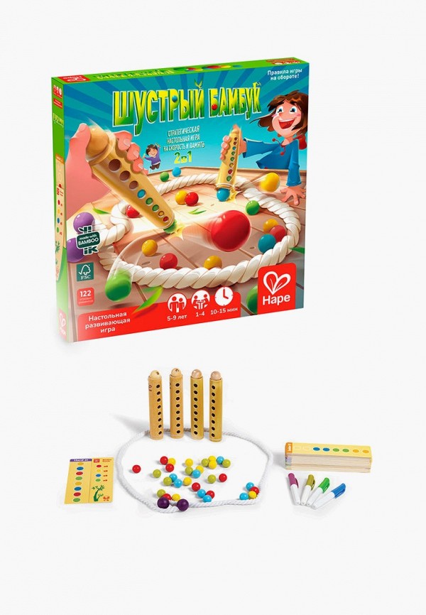 Hape Игра настольная - "Пора играть!" Шустрый Бамбук, 2в1 - фото 2