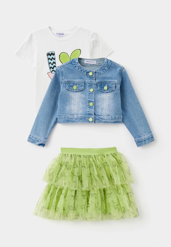 PlayToday Куртка джинсовая, футболка и юбка - фото 1