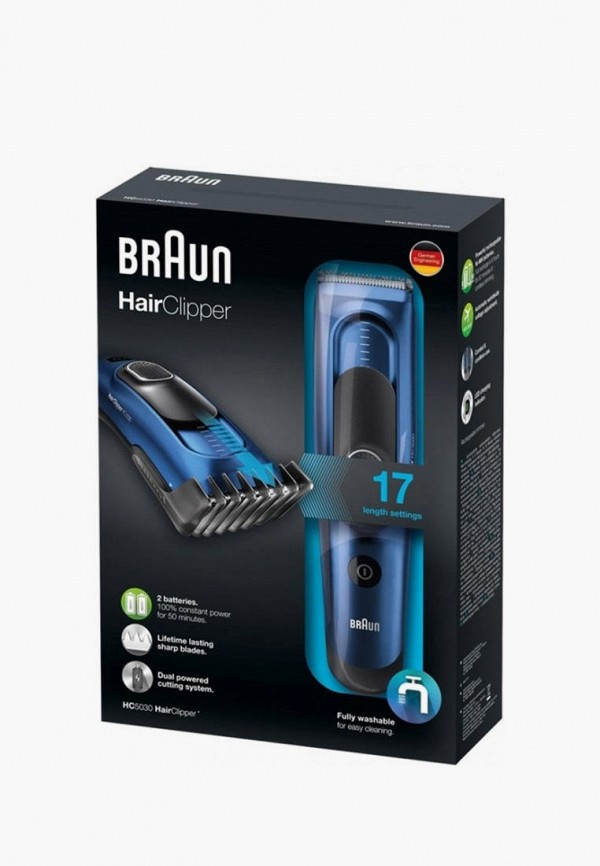 Машинка для стрижки и бритья Braun HC5030 с 2 насадками, цвет: синий ...