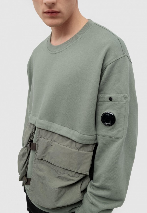 C.P. Company Свитшот - diagonal raised fleece mixed detachable sweatshirt agave green - фото 5