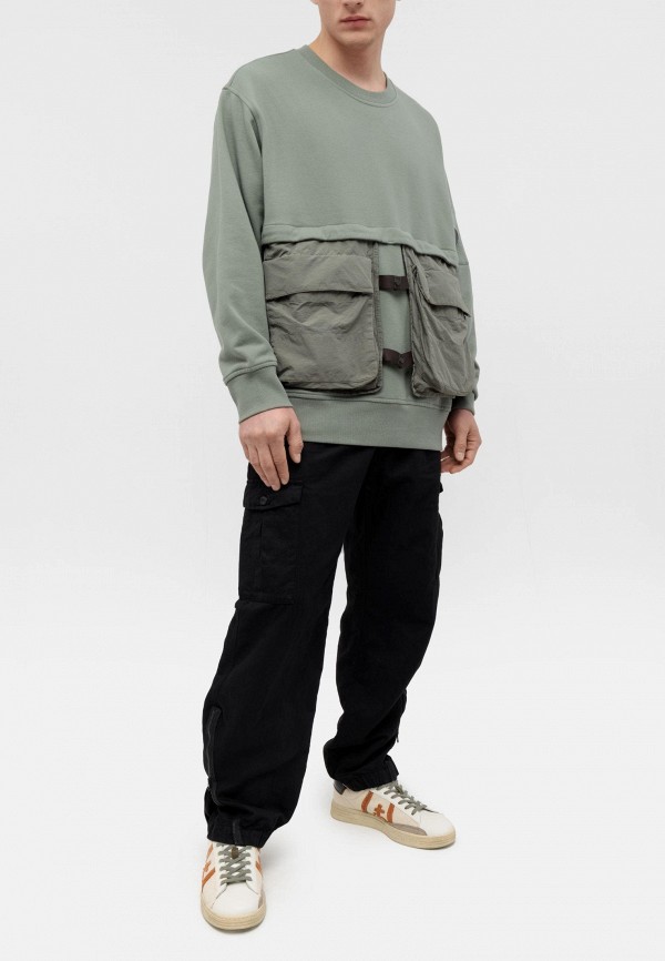 C.P. Company Свитшот - diagonal raised fleece mixed detachable sweatshirt agave green - фото 3