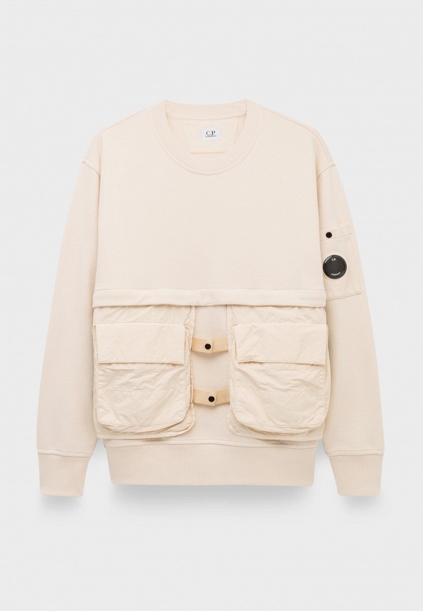 C.P. Company diagonal raised fleece mixed detachable sweatshirt pistachio shell MP002XM0B6MR Lamoda