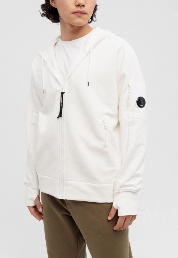 C.P. Company Толстовка - diagonal raised fleece zipped lens hoodie gauze white - фото 2