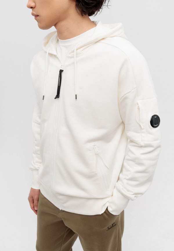 C.P. Company Толстовка - diagonal raised fleece zipped lens hoodie gauze white - фото 5