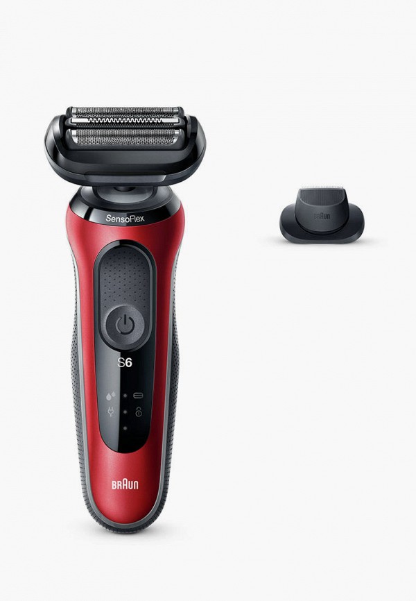 Braun Электробритва - Series 6 61-R1200s Red Wet&Dry + насадка триммер + дорожный футляр - фото 1