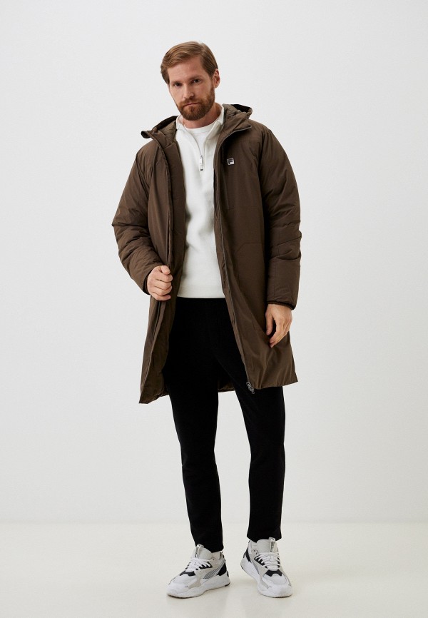 Пуховик Fila, цвет: хаки, MP002XM12GND — купить в интернет-магазине Lamoda