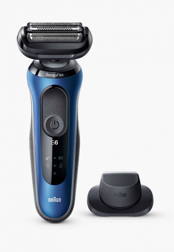 Braun Электробритва - Series 6 61-B1200s Blue Wet&Dry + насадка триммер + дорожный футляр - фото 1