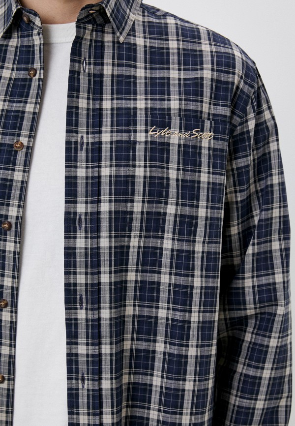 Рубашка Lyle & Scott Grid Long Sleeve Shirt, цвет: синий, MP002XM2554A ...