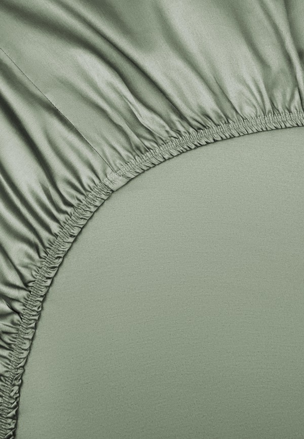 Bellehome Простыня 1,5-спальная - на резинке Стефания Olive 80х200х30 сатин - фото 5