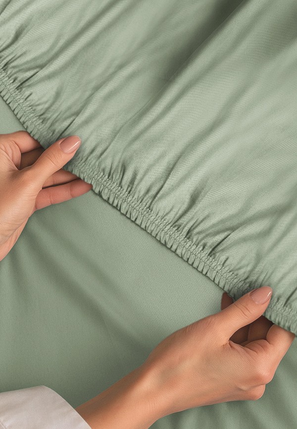 Bellehome Простыня 1,5-спальная - Стефания Olive 90х200х30 сатин - фото 4