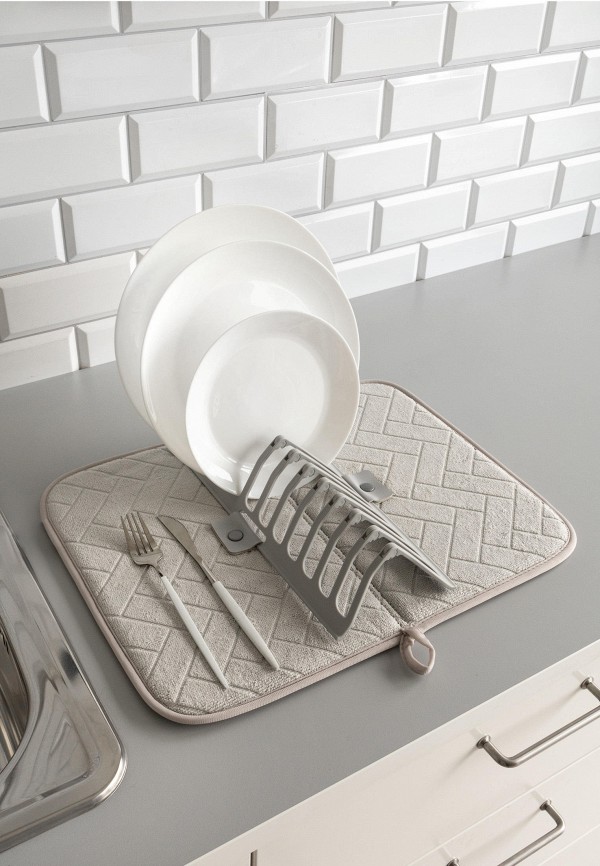 DeNastia Коврик для сушки посуды - с подставкой для тарелок, складной, 35,5х46 см - фото 2