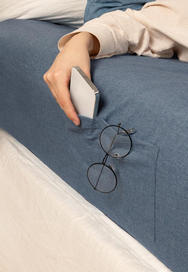 Soft Box Простыня 2-спальная - на резинке Denim 180х200 см с бортом 30 см, вареный хлопок - фото 4