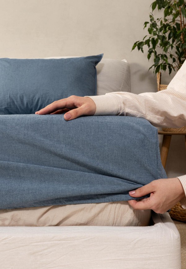 Soft Box Простыня 2-спальная - на резинке Denim 180х200 см с бортом 30 см, вареный хлопок - фото 3