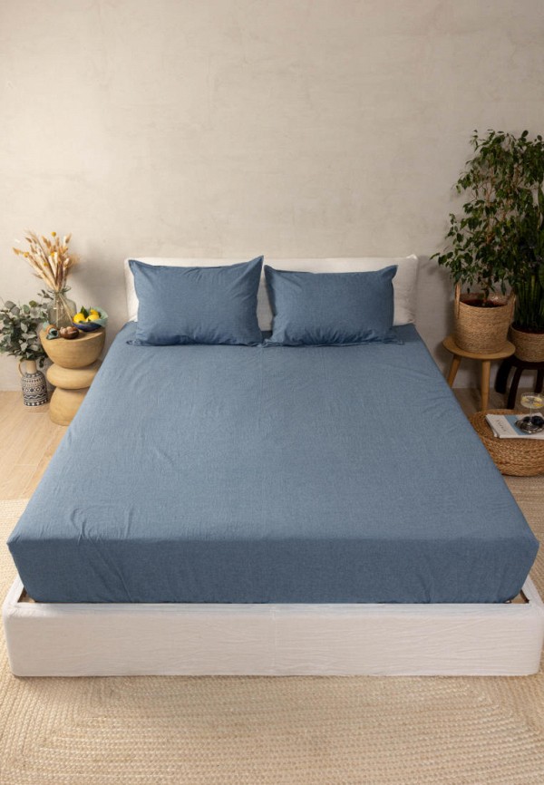 Soft Box Простыня 2-спальная - на резинке Denim 180х200 см с бортом 30 см, вареный хлопок - фото 2