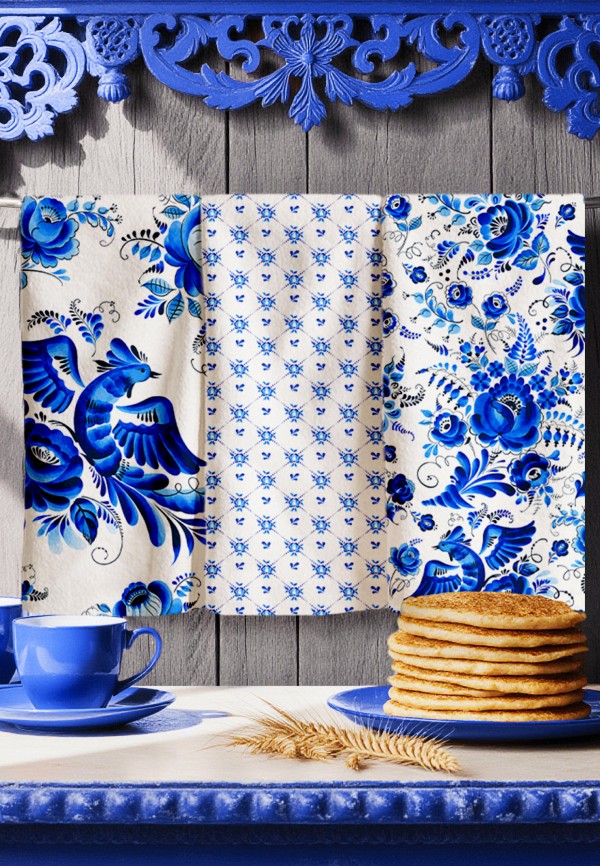 Унисон Комплект кухонных полотенец - 45х60 (3 шт) Гжель - фото 1