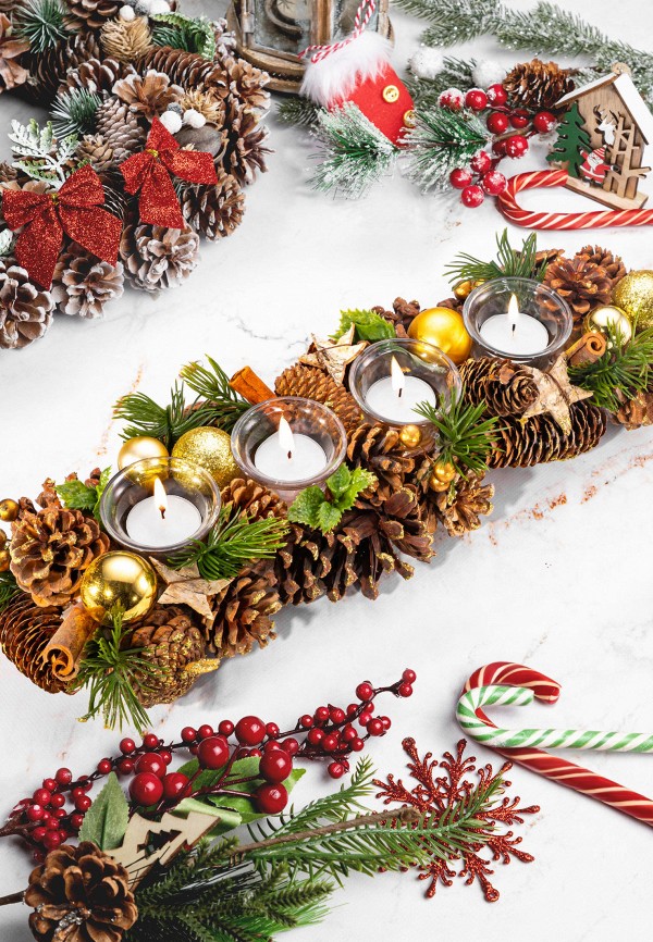 Elan Gallery Подсвечник - 45х14х8 см Новогодний лес, на 4 свечи - фото 2