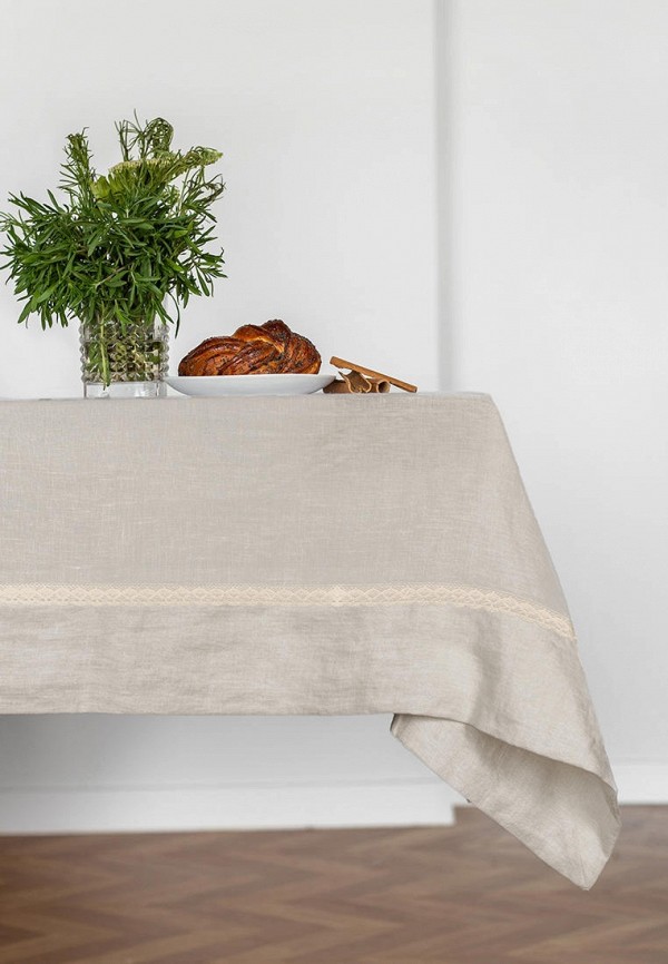 Bellehome Скатерть - Laces Natural с кружевом 157х157 лен - фото 1