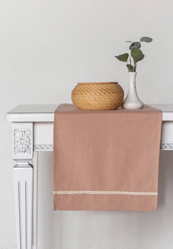 Bellehome Скатерть-дорожка - Laces French Rose с кружевом 40х160 хлопок/лен - фото 2