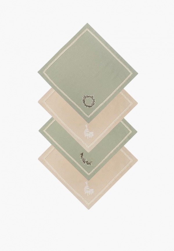 Bellehome Комплект салфеток сервировочных - Easter bunny nude с вышивкой 4 шт. хлопок/лен - фото 1