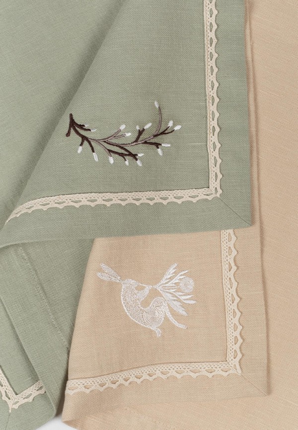 Bellehome Комплект салфеток сервировочных - Easter bunny nude с вышивкой 4 шт. хлопок/лен - фото 5