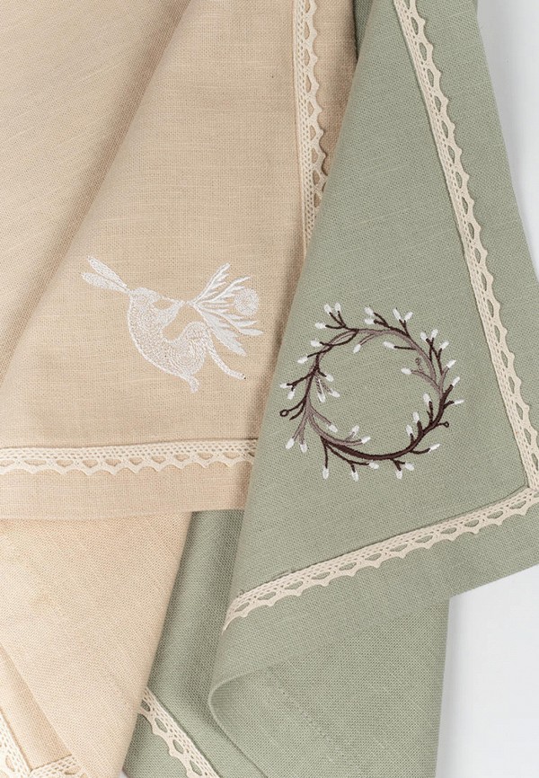 Bellehome Комплект салфеток сервировочных - Easter bunny nude с вышивкой 4 шт. хлопок/лен - фото 6