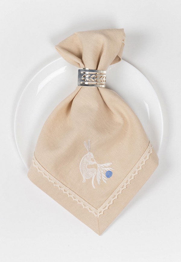 Bellehome Комплект салфеток сервировочных - Rabbit faberge blue с вышивкой 4 шт. хлопок/лен - фото 5