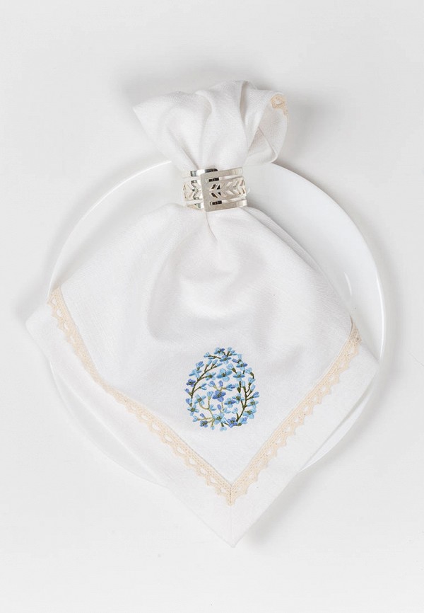 Bellehome Комплект салфеток сервировочных - Rabbit faberge blue с вышивкой 4 шт. хлопок/лен - фото 6