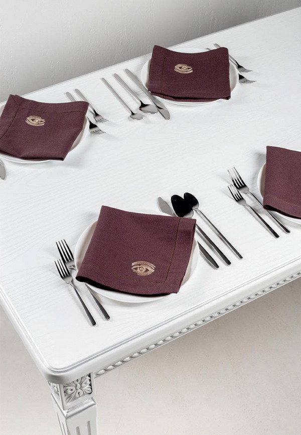 Bellehome Комплект салфеток сервировочных - Black Mistery с вышивкой 4 шт. хлопок/лен - фото 6