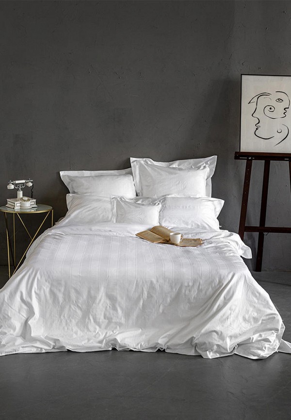 Bellehome Постельное белье Евро - Винсент Blanca, страйп-сатин 400 TC - фото 1
