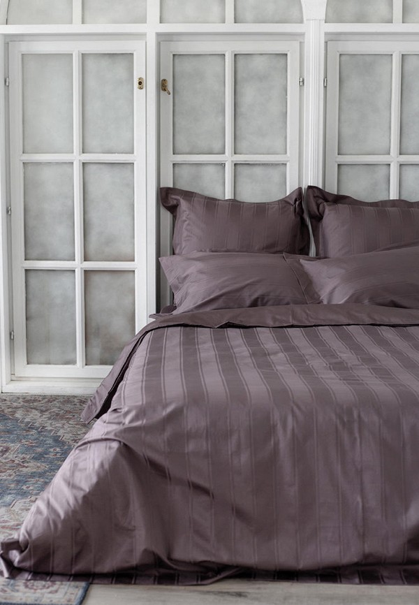 Bellehome Постельное белье Семейное - Винсент Chocolate, страйп-сатин 400 TC - фото 3