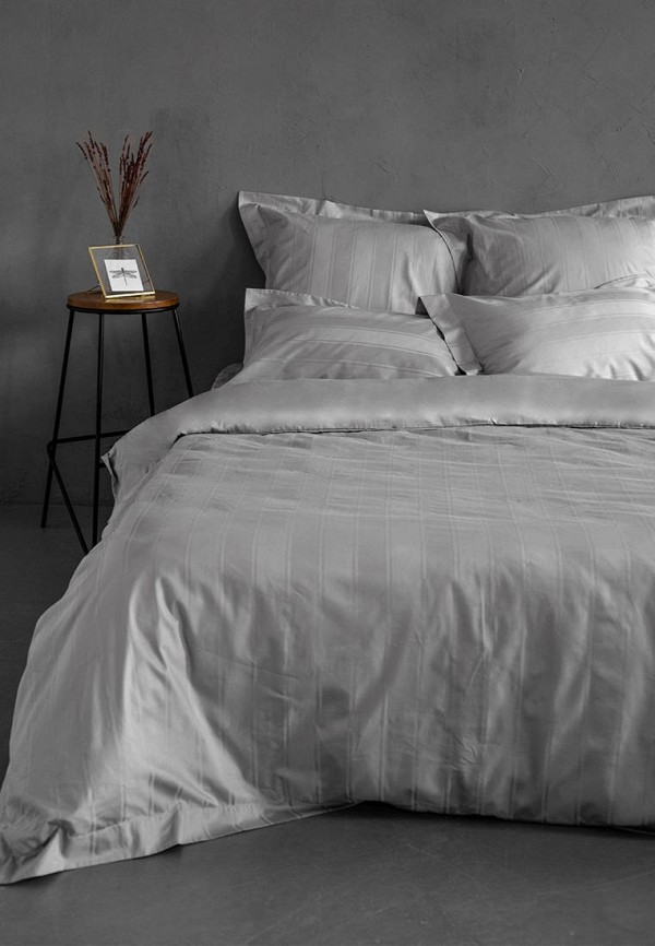 Bellehome Постельное белье 1,5-спальное - Винсент Silver, страйп-сатин 400 TC - фото 2