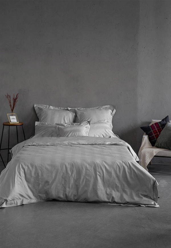 Bellehome Постельное белье 1,5-спальное - Винсент Silver, страйп-сатин 400 TC - фото 1